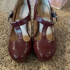 Torrid Burgundy Patent T-Strap Heels